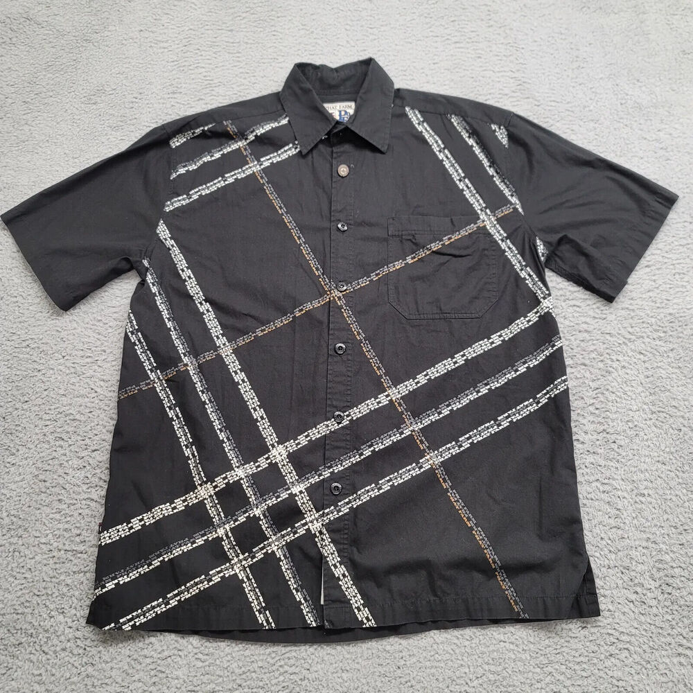 Phat Farm Shirt Mens Medium Black All over Print Spellout Casual 90s Y2k Logo
